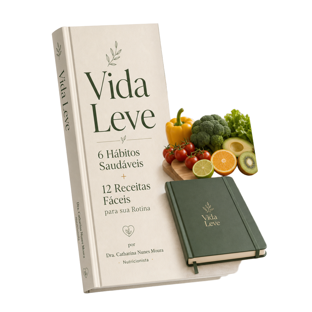 Mockup do e-book Vida Leve - 6 hábitos saudáveis e 12 receitas fáceis
